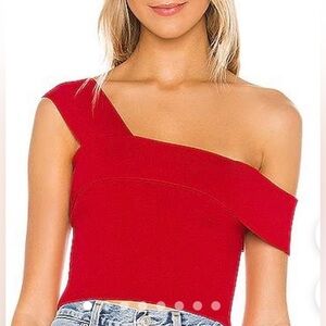 superdown Red One-Shoulder Crop Top